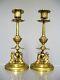Pair Of Napoleon Iii Candlesticks In Chiseled Brass, 19th Century