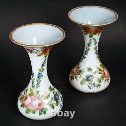 Pair of Napoleon III Period Opaline Vases, 19th Century