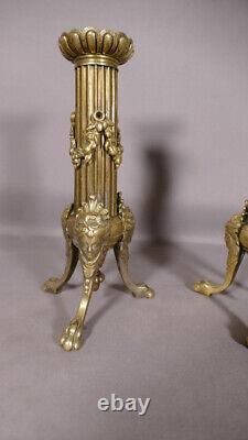 Pair of Regency Style Candlesticks with Mascarons, Late 19th Century