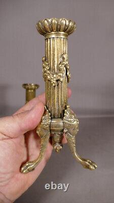 Pair of Regency Style Candlesticks with Mascarons, Late 19th Century