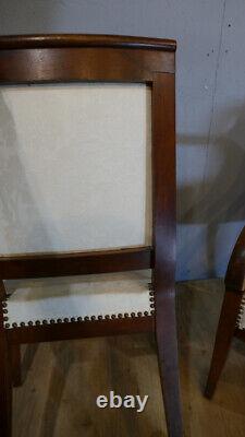 Pair of Restoration Armchairs in Walnut, Cross Model, Early 19th Century Period