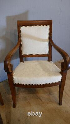 Pair of Restoration Armchairs in Walnut, Cross Model, Early 19th Century Period