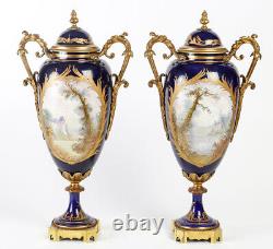 Pair of Sèvres Porcelain Cassolettes, Napoleon III Era, 19th Century