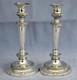 Pair Of Silver-plated Metal Candlesticks, Fluted Decor, Late 19th Century