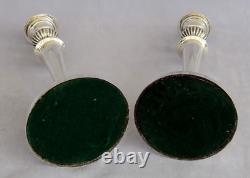 Pair of Silver-Plated Metal Candlesticks, Fluted Decor, Late 19th Century
