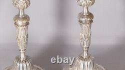 Pair of Silvered Bronze Candlesticks in the Louis XVI Style, Early 19th Century