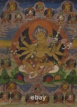 Pair of Thangkas with deities from the 19th century (Pair)