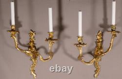 Pair of Wall Sconces in Chinese Style Louis XV in Gilt Bronze, 19th Century