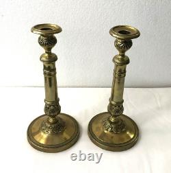 Pair of antique bronze candlesticks / torches from the EMPIRE period 19th century 28 cm