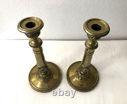 Pair of antique bronze candlesticks / torches from the EMPIRE period 19th century 28 cm