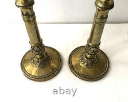 Pair of antique bronze candlesticks / torches from the EMPIRE period 19th century 28 cm