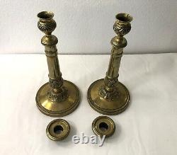 Pair of antique bronze candlesticks / torches from the EMPIRE period 19th century 28 cm