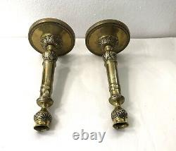 Pair of antique bronze candlesticks / torches from the EMPIRE period 19th century 28 cm