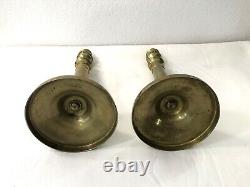 Pair of antique bronze candlesticks / torches from the EMPIRE period 19th century 28 cm