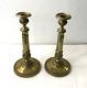 Pair Of Antique Bronze Candlesticks / Torches From The Empire Period 19th Century 28 Cm