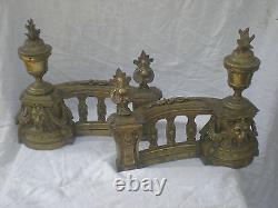 Pair of antique bronze lion fireplace fronts from the late 19th century