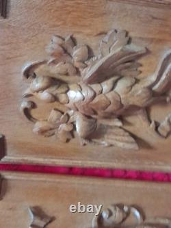 Pair of antique carved wooden doors, hunting and fishing trophy, 19th century