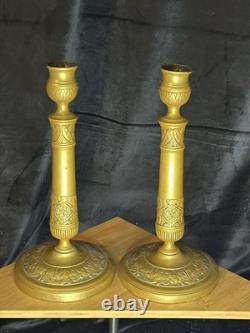 Pair of bronze candlesticks Directoire Period Late 18th Century