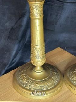 Pair of bronze candlesticks Directoire Period Late 18th Century