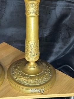 Pair of bronze candlesticks Directoire Period Late 18th Century