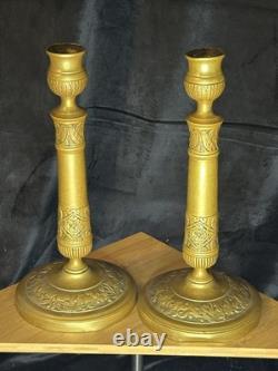 Pair of bronze candlesticks Directoire Period Late 18th Century