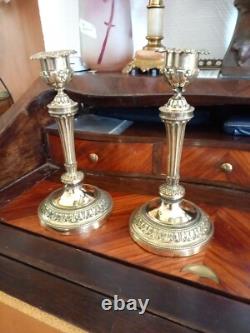 Pair of candlesticks/torch holders in bronze in the Louis XVI style, 19th century