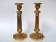 Pair Of Chiselled Gilded Bronze Candle Holders, Restoration Period, Early 19th Century
