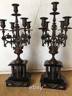 Pair of five-branch bronze candlesticks from the 19th century