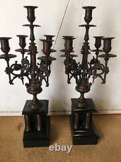 Pair of five-branch bronze candlesticks from the 19th century