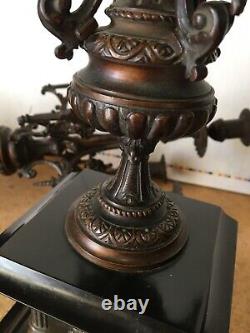 Pair of five-branch bronze candlesticks from the 19th century