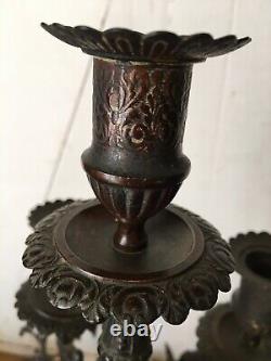 Pair of five-branch bronze candlesticks from the 19th century