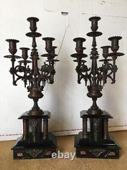 Pair of five-branch bronze candlesticks from the 19th century