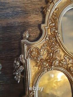 Pair of gilded bronze Napoleon III era photo frames, 19th century Cherubs, Putti