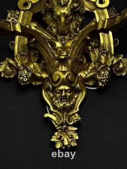 Pair of important gilded bronze wall sconces, Louis XVI style, 19th century