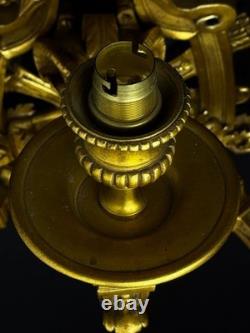 Pair of important gilded bronze wall sconces, Louis XVI style, 19th century