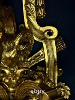 Pair of important gilded bronze wall sconces, Louis XVI style, 19th century