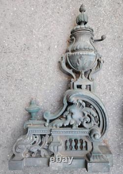 Pair of large bronze andirons Regency period 19th century
