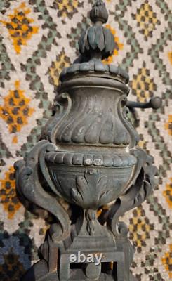 Pair of large bronze andirons Regency period 19th century