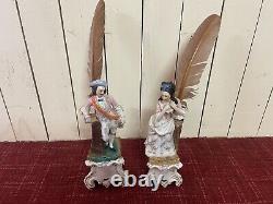 Pair of large porcelain subjects from Paris, pen holder, 19th century period
