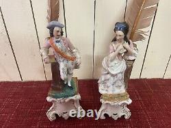 Pair of large porcelain subjects from Paris, pen holder, 19th century period