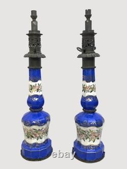 Pair of porcelain oil lamps from the Napoléon III period