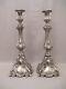 Pair Of Silver-plated Church Candlesticks, 19th Century