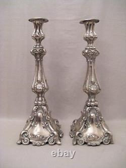 Pair of silver-plated church candlesticks, 19th century