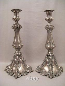 Pair of silver-plated church candlesticks, 19th century