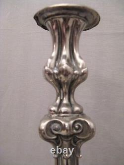 Pair of silver-plated church candlesticks, 19th century