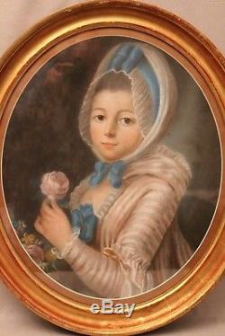 Pastel Nineteenth Century Girl With A Rose