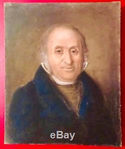 Pastel Painting On Canvas Period Nineteenth Portrait Bourgeois On Frame