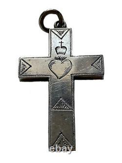 Pendant Cross Reliquary Silver Religion Epoque XIX Antique Cross Reliquary