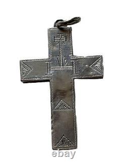 Pendant Cross Reliquary Silver Religion Epoque XIX Antique Cross Reliquary