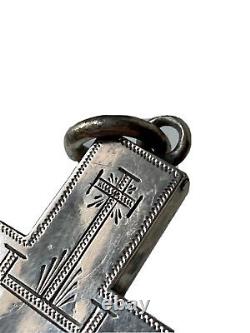 Pendant Cross Reliquary Silver Religion Epoque XIX Antique Cross Reliquary